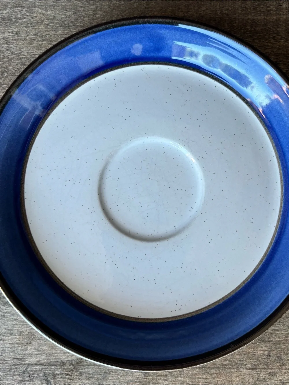 Set of 2  - Nitto Heather Stone Blue Lagoon Saucers - Blue Rim 6